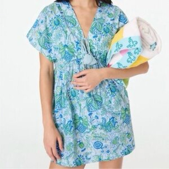 Roller Rabbit Caftan Dress In Limited Edition Amanda Hearts Print